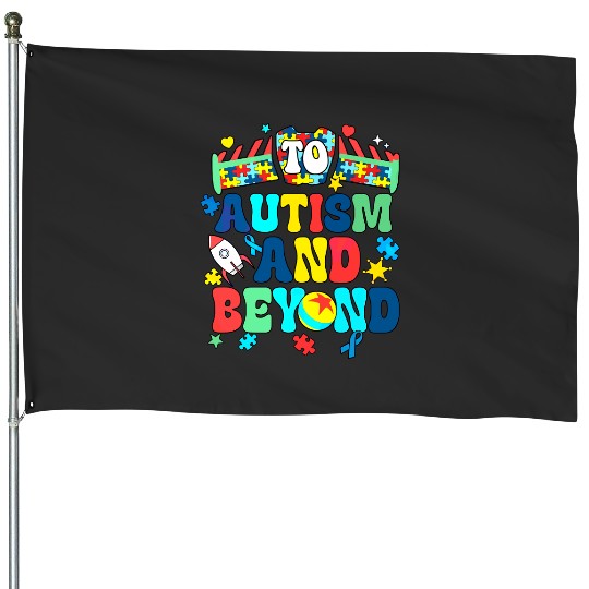 Buzz Lightyear and Woody To Autism and Beyond , Disney Toy Story Autism Awareness Tee, Puzzle Piece , Disneyland Family Trip House Flags