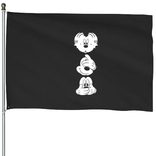 Disney Mickey Mouse Three Faces House Flags