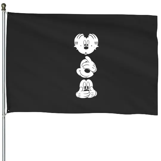 Disney Mickey Mouse Three Faces House Flags