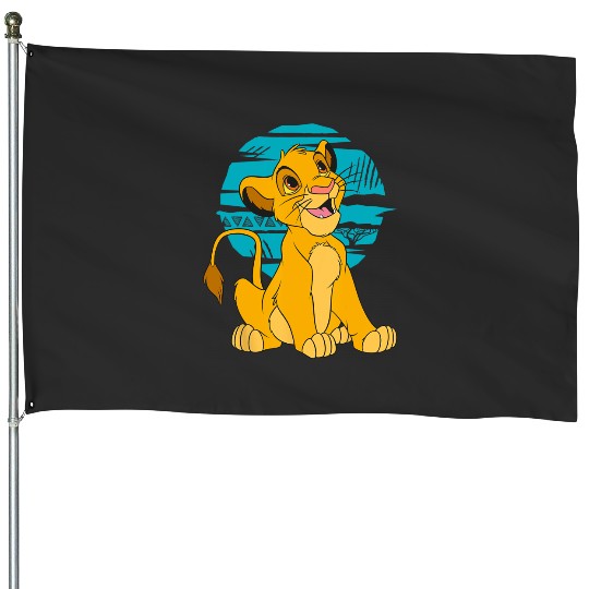 Disney The Lion King Young Simba Happy Blue Retro House Flags
