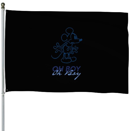 Disney Mickey Mouse Oh Boy Oh Boy Retro Vintages Lineart House Flags