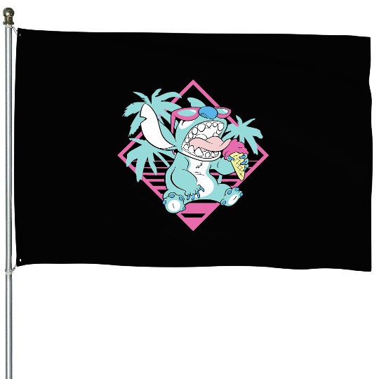 Disney Lilo Stitch Ice Cream Retro 90s Beach House Flags