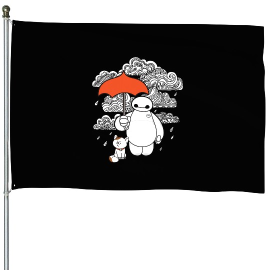 Disney Big Hero 6 Baymax Patterned Rain Clouds Portrait House Flags