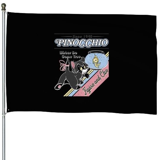 Disney Pinocchio Wishes Do Come True Figaro And Cleo Retro House Flags