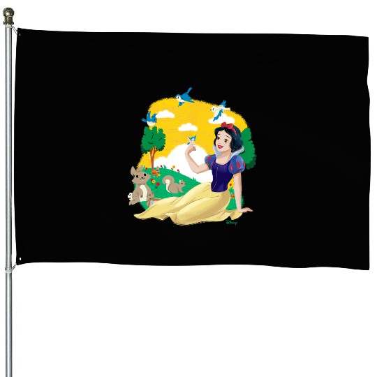 Disney Princess - Snow White Forest Scene Bunnies Birds House Flags