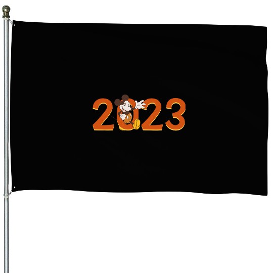 Disney Mickey Mouse Waving 2023 100th Anniversary New Year House Flags