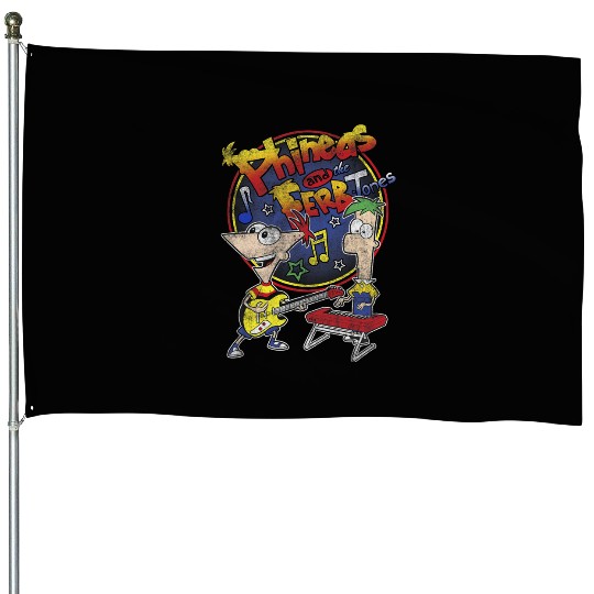 Disney Phineas And Ferb-Tones Distressed Band Logo House Flags