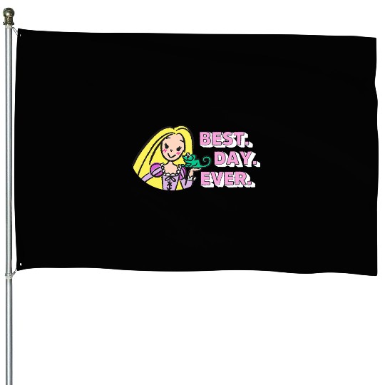 Disney Tangled Rapunzel Pascal Drawing Best Day Ever Logo House Flags