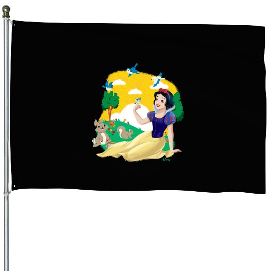 Disney Princess - Snow White Forest Scene Bunnies Birds House Flags