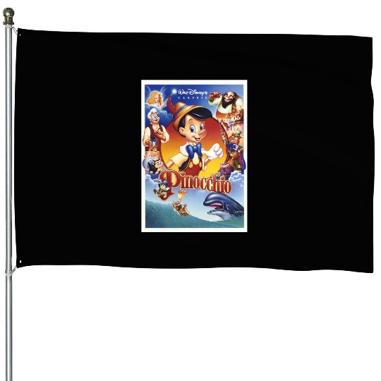 Disney Pinocchio Movie Poster Group Shot House Flags