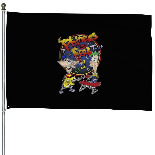Disney Phineas And Ferb-Tones Distressed Band Logo House Flags