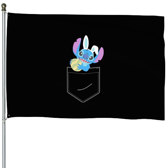 Disney Stitch Easter Egg and Bunny Ears Corner Pocket Art House Flags