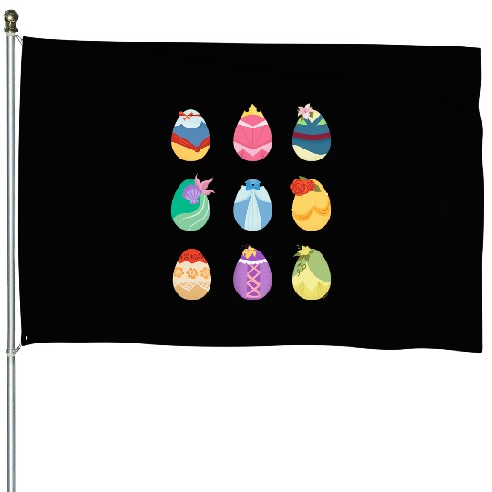 Disney Princess Easter Spring Nine Decorated Easter Eggs House Flags