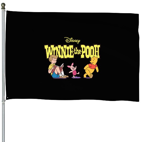 Disney Winnie the Pooh Piglet & Christopher Robin with Logo House Flags