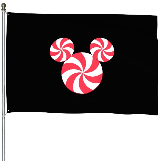 Disney NEW Mickey Icon Christmas Peppermint Candy Holiday House Flags