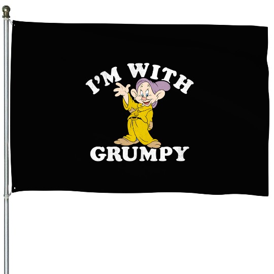 Disney Snow White The Seven Dwarfs Dopey I'M With Grumpy House Flags