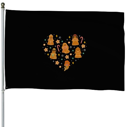 Disney Princess Holiday Christmas Gingerbread Cookie Heart House Flags