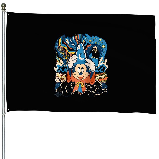 Disney Fantasia Mickey Mouse Sorcerer’s Apprentice Retro Raglan Baseball Tee House Flags