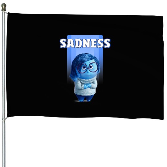 Disney Pixar Inside Out Riley's Sadness Blue Character Logo V-Neck House Flags