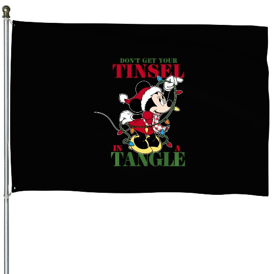 Disney Minnie Mouse Tinsel Christmas House Flags