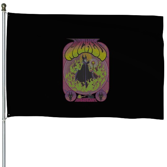 Disney Villains Maleficent Wicked Retro Seventies Poster House Flags