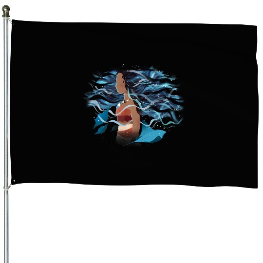 Disney Moana Faceless Side Profile Sketch House Flags