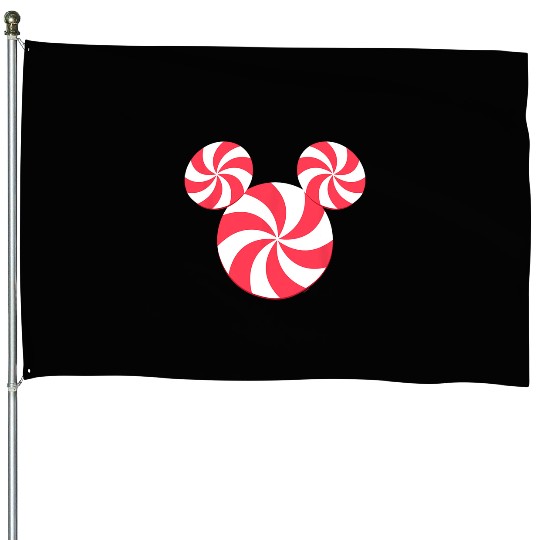 Disney NEW Mickey Icon Christmas Peppermint Candy Holiday House Flags