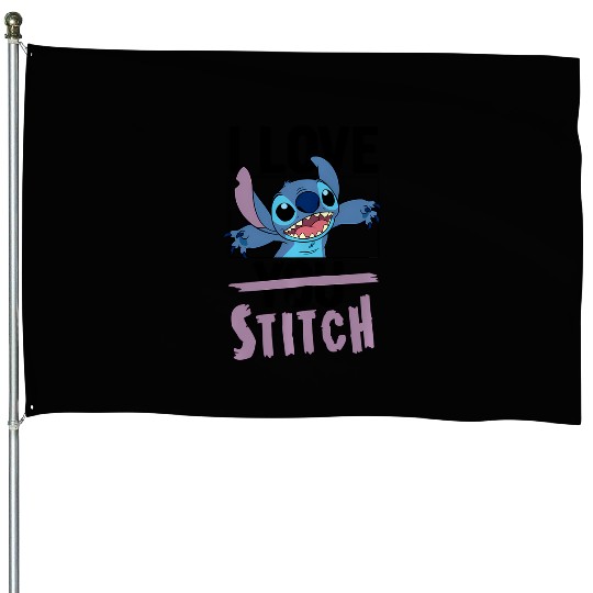 Disney Valentines I Love Stitch House Flags