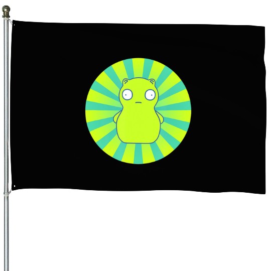 bobs burgers kuchi kopi lime green hypno wheel House Flags