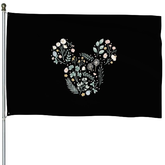 Disney Mickey Mouse Icon Spring Flowers House Flags