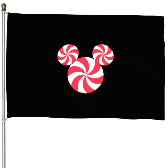 Disney NEW Mickey Icon Christmas Peppermint Candy Holiday House Flags