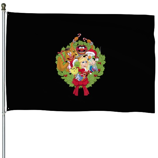 Disney The Muppets Christmas Muppet Group Wreath Xmas House Flags