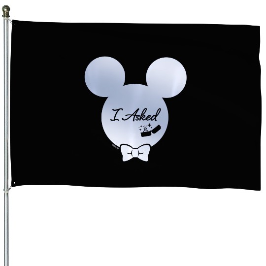 Disney I Asked Proposal Engagement Ring Bow Tie Mickey House Flags