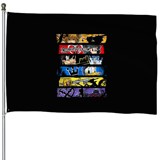 Disneys Kingdom Hearts Epic Character Panels Distressed Logo House Flags
