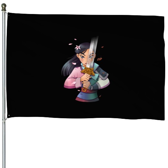 Disney Mulan Anime Half Girl Half Warrior House Flags