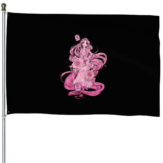 Disney Tangled Pink Tonal Rapunzel Portrait House Flags