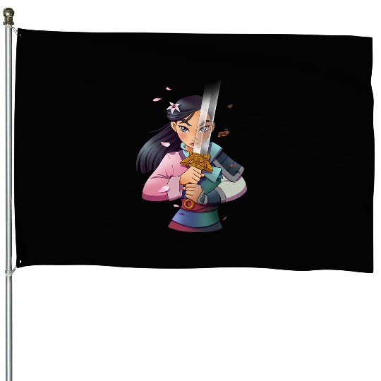 Disney Mulan Anime Half Girl Half Warrior Graphic House Flags
