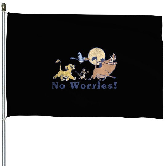 Disney Lion King No Worries Vintage Group Shot House Flags