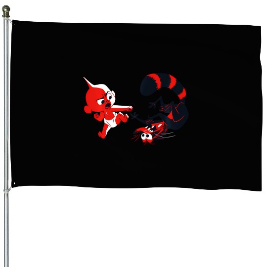 Disney Pixar Incredibles Angry Jack-Jack Vs. Racoon House Flags