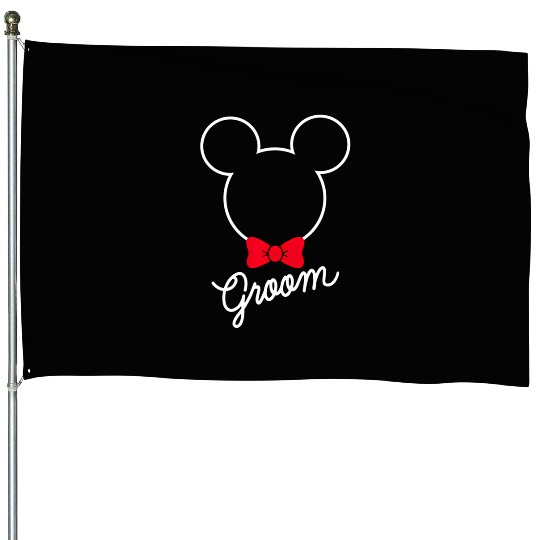Disney Mickey Mouse Bowtie Groom Wedding House Flags