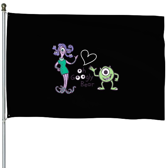 Womens Disney Pixar Monsters Inc. Mike Celia Oh Googly Bear Logo V-Neck House Flags