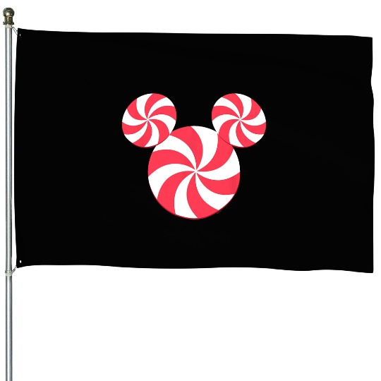 Disney NEW Mickey Icon Christmas Peppermint Candy Holiday House Flags
