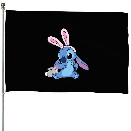 Disney Stitch with Easter Bunny House Flags