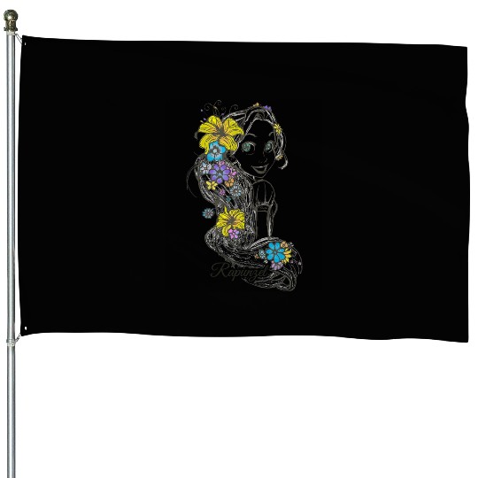 Disney Tangled Rapunzel Floral Sketch Portrait House Flags