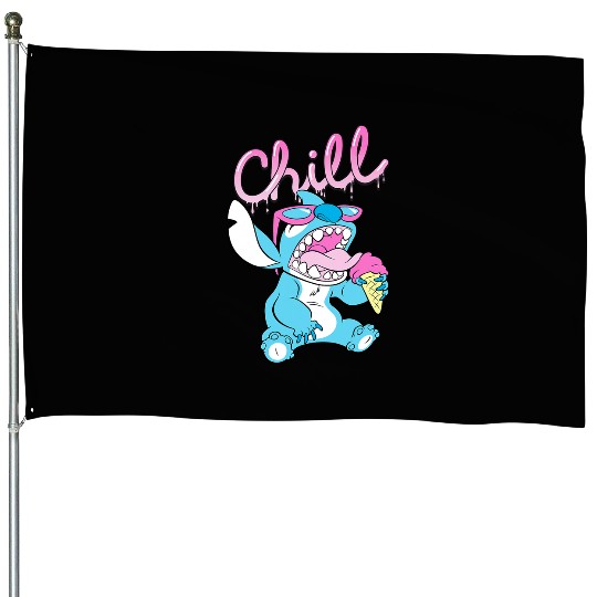 Disney Lilo and Stitch Neon Ice Cream Chill Drip House Flags