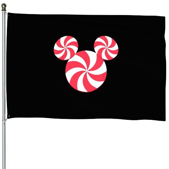 Disney NEW Mickey Icon Christmas Peppermint Candy Holiday House Flags