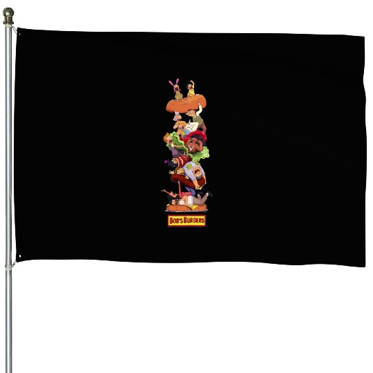 Bob's Burgers Group Shot Burger Stack House Flags