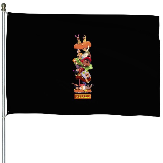 Bob's Burgers Group Shot Burger Stack House Flags
