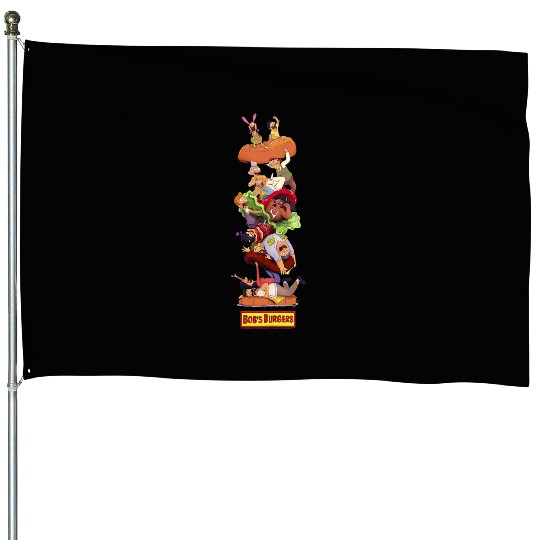 Bob's Burgers Group Shot Burger Stack House Flags