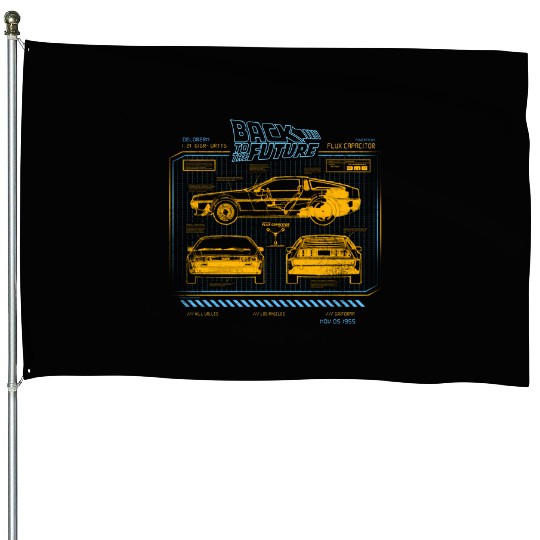 Back To The Future 35Th Anniversary Delorean House Flags